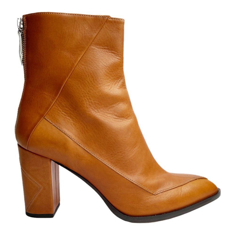SYLVEN NEW YORK | Almasi Tan Leather Block Heel Boots | Women’s | 11 | NIB Flaw